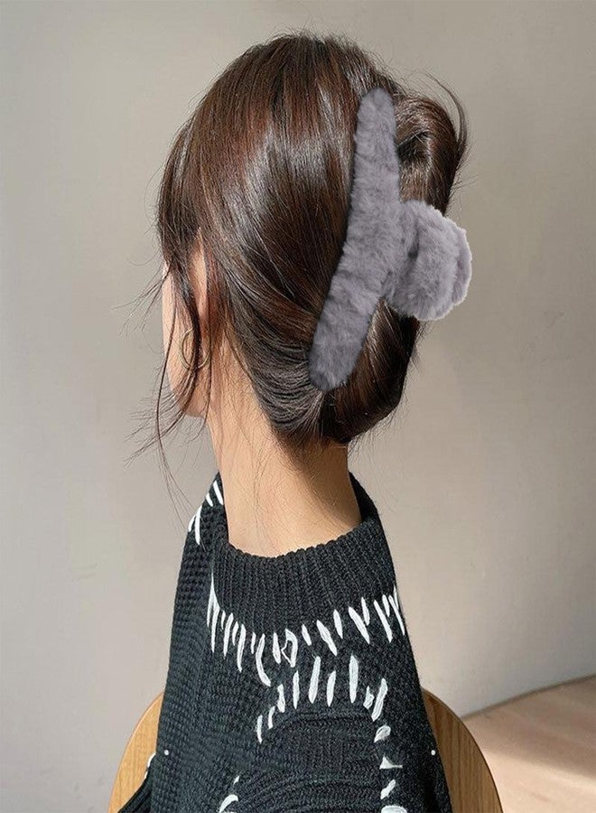 AWAYTR 5PCS Large Claw Hair Clips for Thick Hair Big Fuzzy Hair Clips for Women Nonslip Strong Hold Hair Claw Clip (Blue) - Image 2